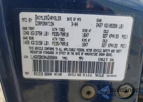 2004 Jeep Liberty Limited z USA, uszkodzony, nr VIN 1J4GK58K94W268604